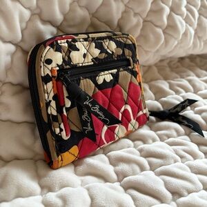 Vera Bradley Quilted Floral Cosmetic Zip Pouch in Black, Red, Tan